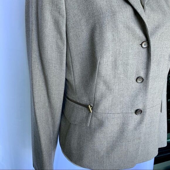 AKRIS Punto Gray Oatmeal Wool Blazer Size 14 - Picture 3 of 12